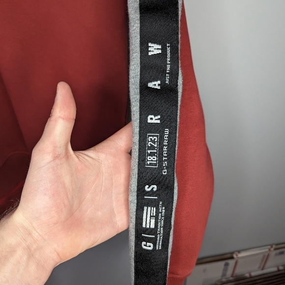 G-Star Raw Heathered Red Striped Hoodie Mens XL - Picture 3 of 8